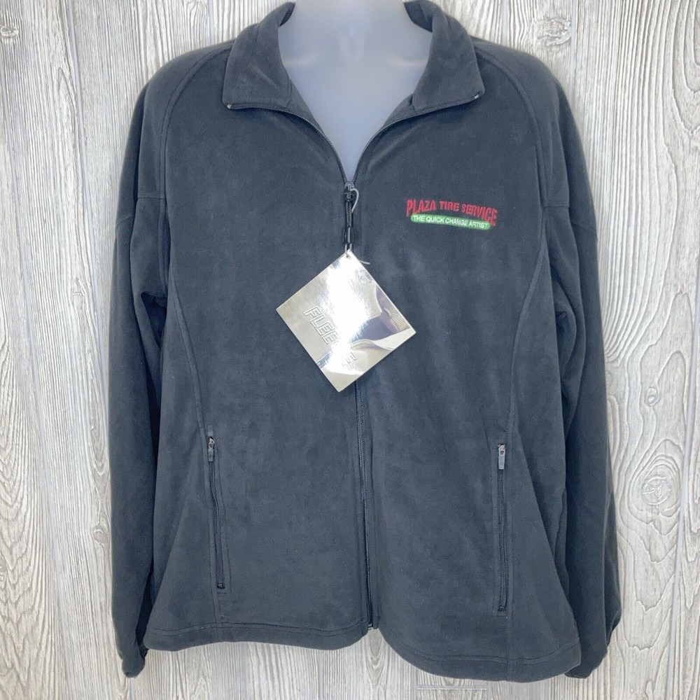 North End Men’s Fleece Jacket Plaza Tire Service Michelin Logos Large Dark Gray